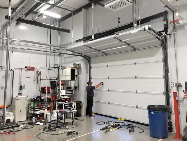 East Haven Garage Door Repair certified technician performing commercial door repair at a East Haven business facility