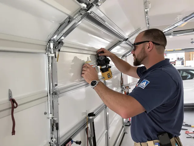 East Haven Garage Door Repair technician quieting a noisy garage door in East Haven