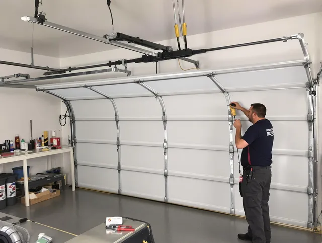 East Haven Garage Door Repair certified technician performing overhead door system repair in East Haven