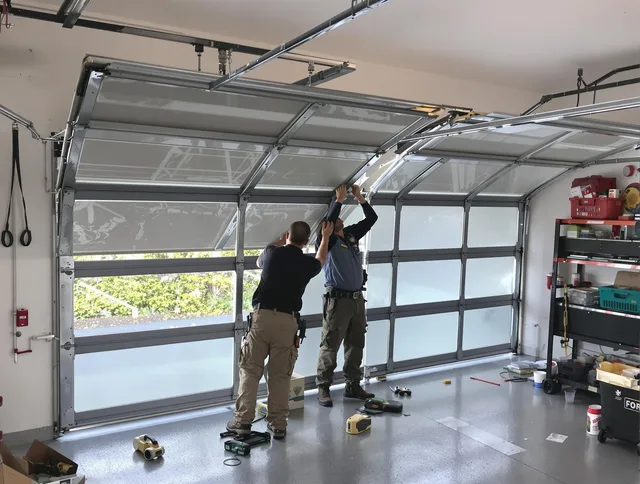 East Haven Garage Door Repair expert performing precise panel replacement on East Haven garage door